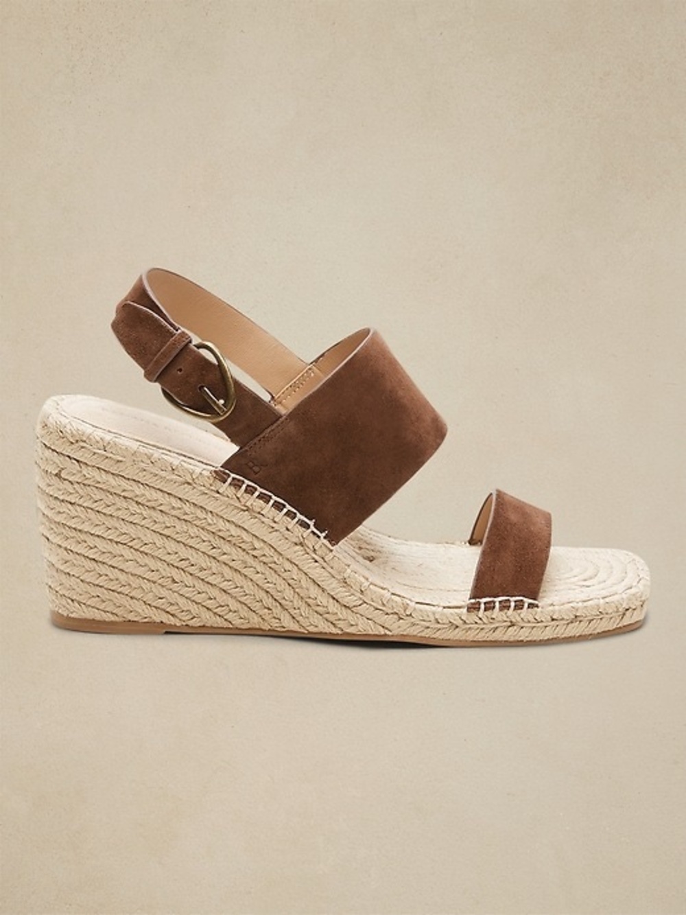 Banana Republic Brown Suede Espadrille Wedge Sandals